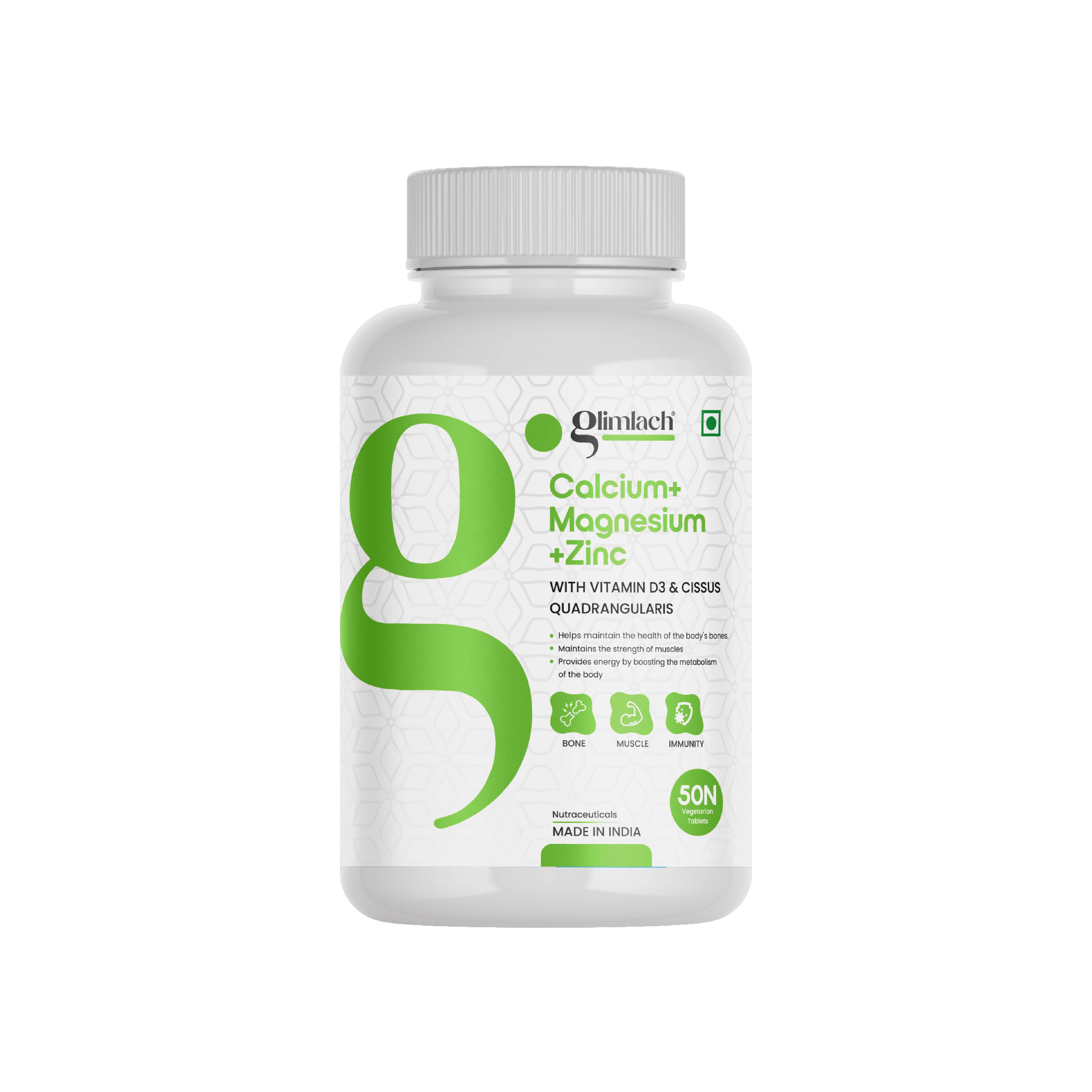 Glimlach Calcium + Magnesium + Zinc with Vitamin D3 — 50N Tablets